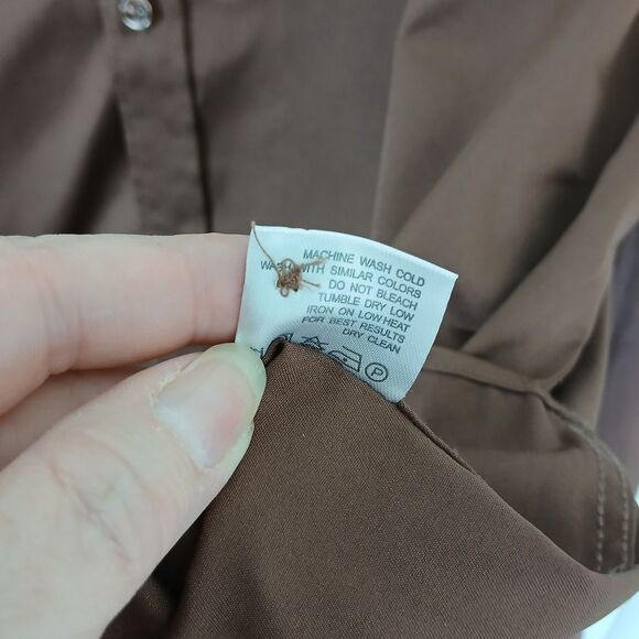 Men's FLEX Brown Long Sleeve Button Down Dress Shirt XL - Picture 8 of 13